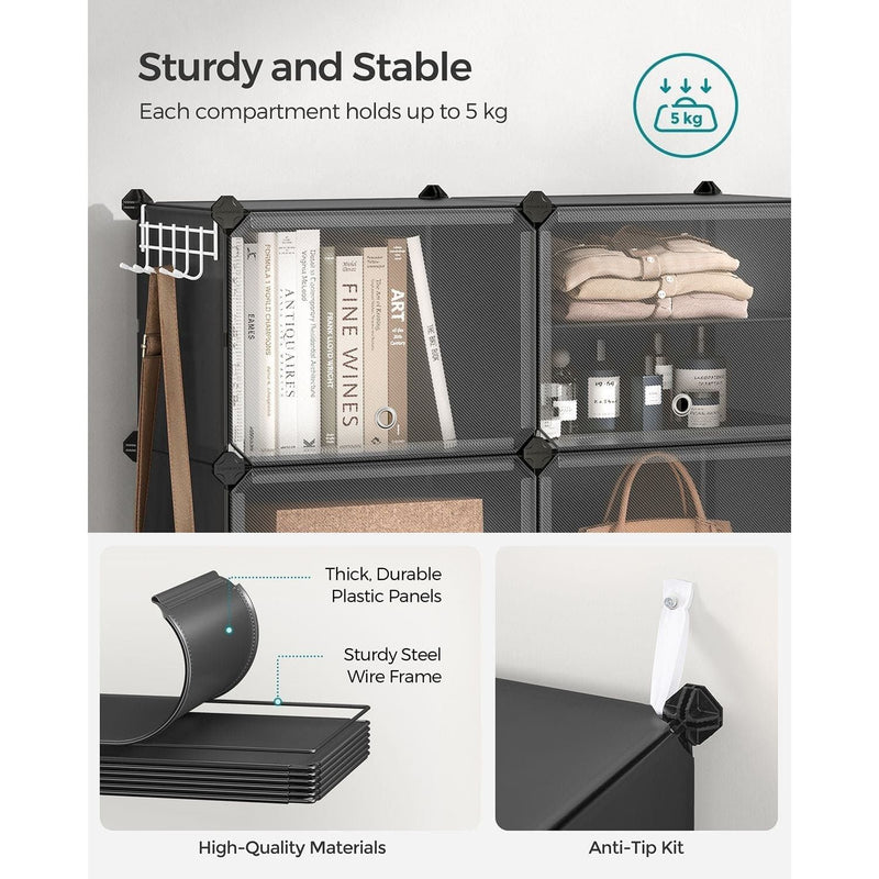 Black Interlocking Shoe Storage Boxes by Songmics Songmics