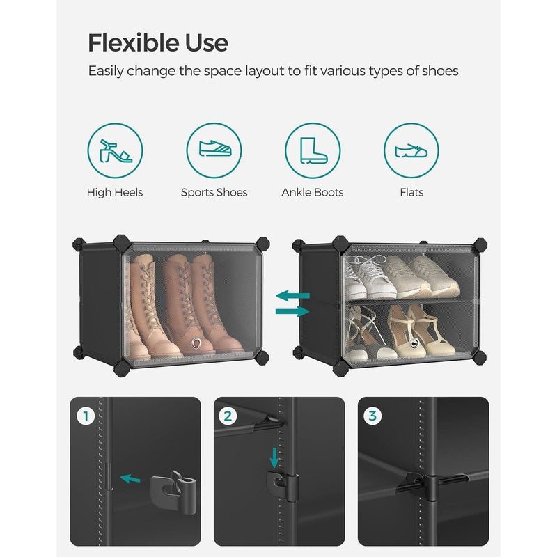 Black Interlocking Shoe Storage Boxes by Songmics Songmics