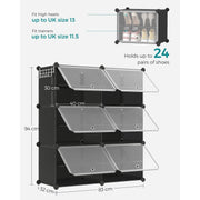 Black Interlocking Shoe Storage Boxes by Songmics Songmics