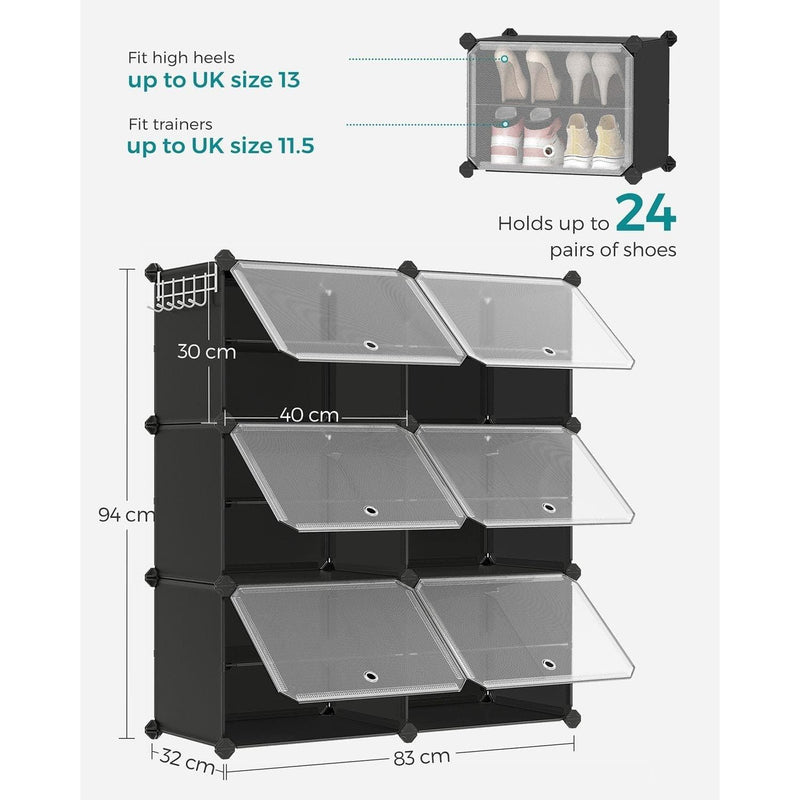 Black Interlocking Shoe Storage Boxes by Songmics Songmics