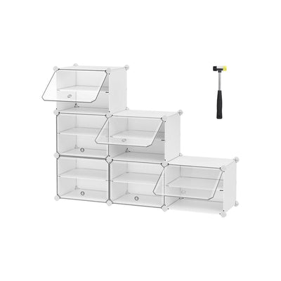 White Interlocking Shoe Storage Boxes Songmics