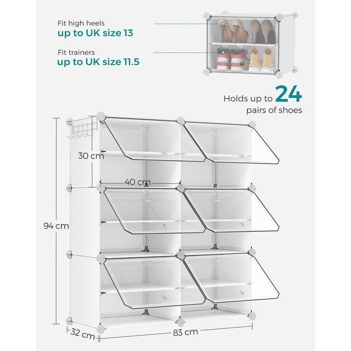 White Interlocking Shoe Storage Boxes