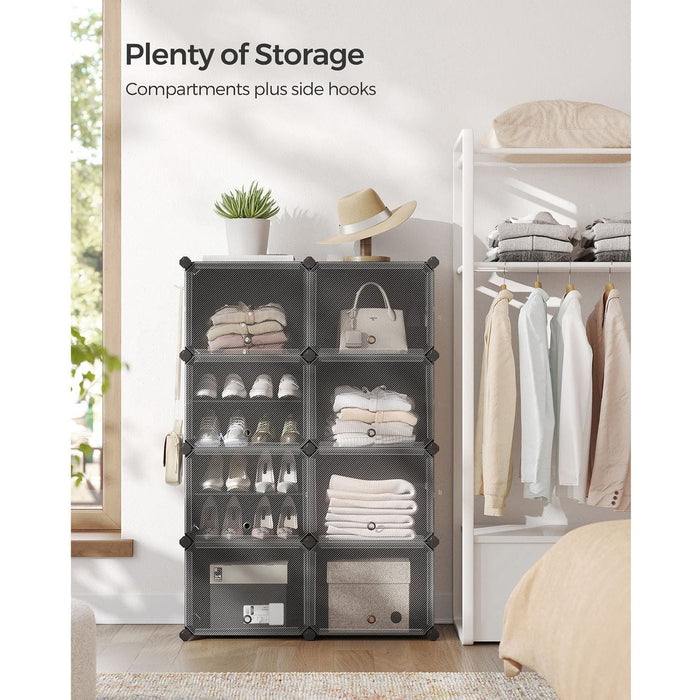 8 Slot Black Modular Storage Boxes