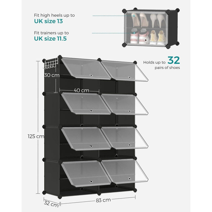 8 Slot Black Modular Storage Boxes