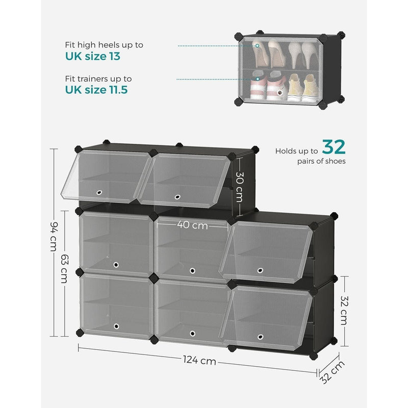 8 Slot Black Modular Storage Boxes by Songmics