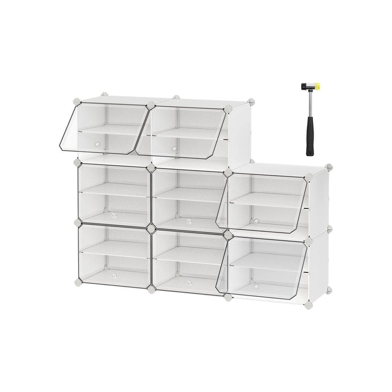 8 Slot White Modular Storage Boxes by Songmics
