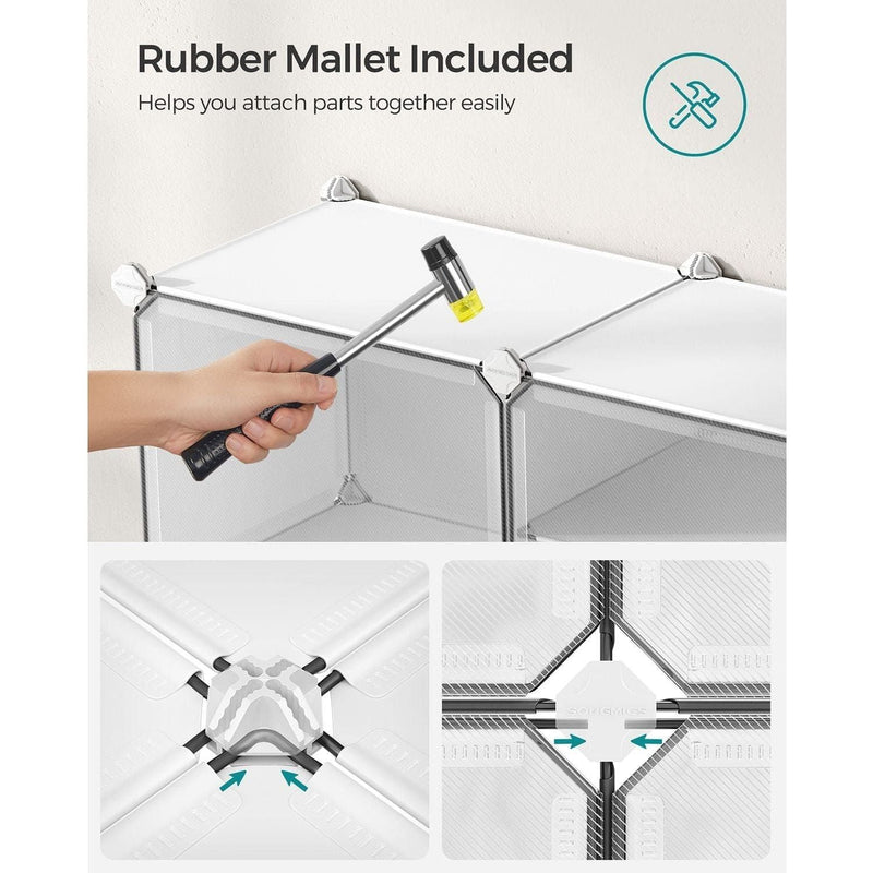 8 Slot White Modular Storage Boxes by Songmics