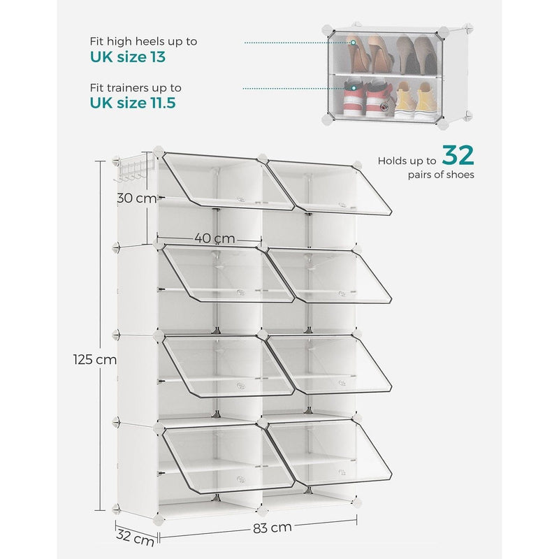 8 Slot White Modular Storage Boxes by Songmics