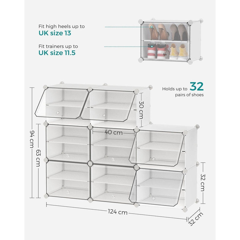 8 Slot White Modular Storage Boxes by Songmics