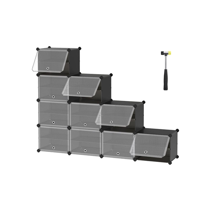 Songmics Plastic Modular Storage Systems, Black, 10 Slot