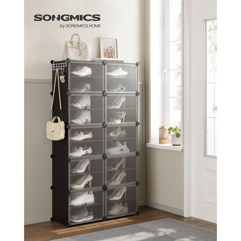 Songmics Plastic Modular Storage Systems, Black, 10 Slot