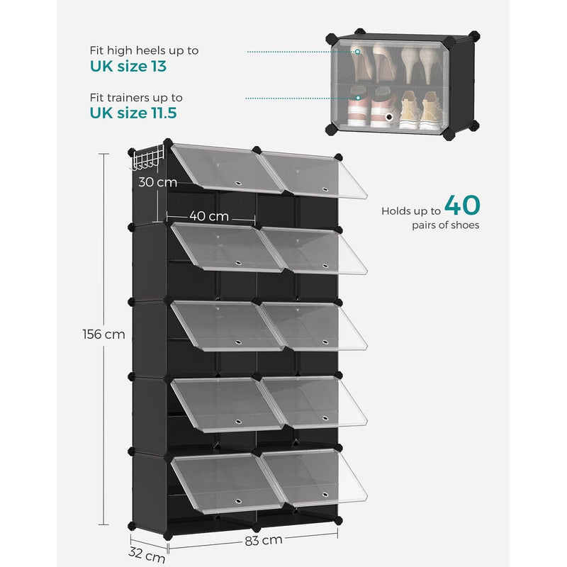 Songmics Plastic Modular Storage Systems, Black, 10 Slot