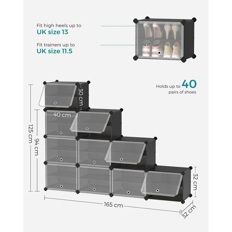 Songmics Plastic Modular Storage Systems, Black, 10 Slot
