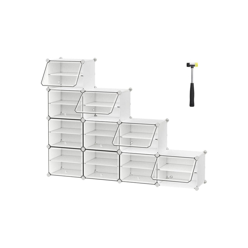 10 Slot White Plastic Modular Storage Unit by Songmics