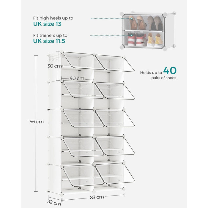 10 Slot White Plastic Modular Storage Unit