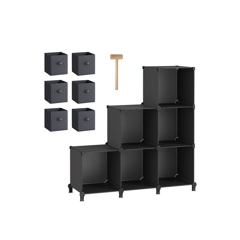 Songmics 6 Cube Storage Unit with Boxes, Black Songmics