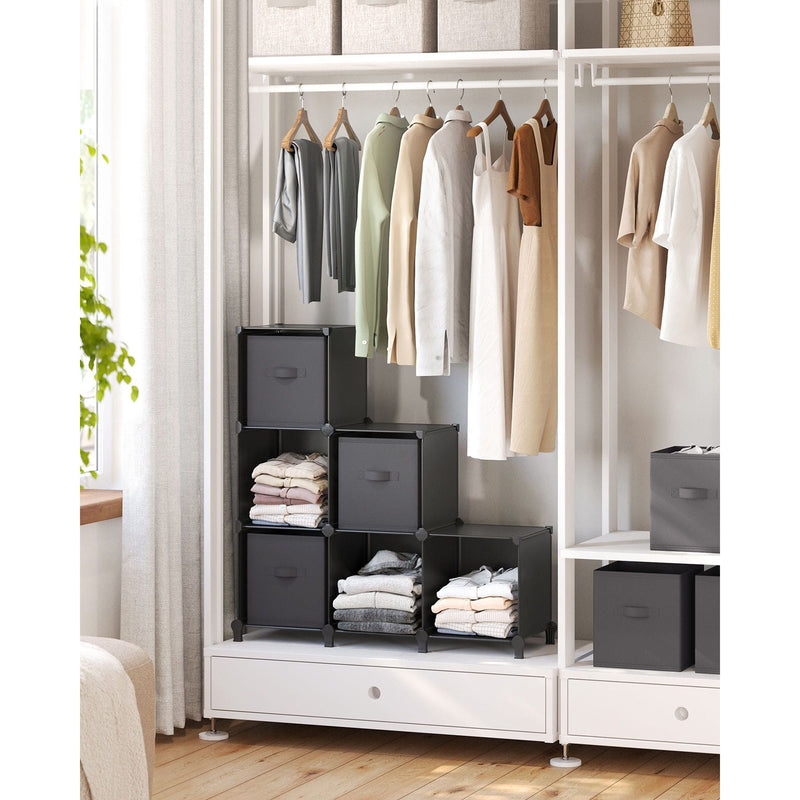 Songmics 6 Cube Storage Unit with Boxes, Black Songmics
