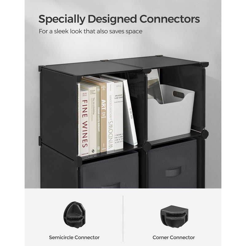 Songmics 6 Cube Storage Unit with Boxes, Black Songmics