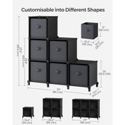 Songmics 6 Cube Storage Unit with Boxes, Black Songmics