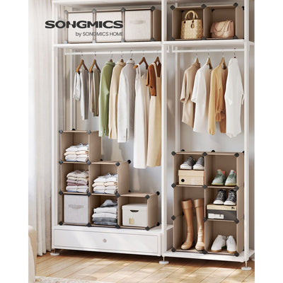Songmics Plastic Storage Cubes Set of 16, Camel Brown Songmics