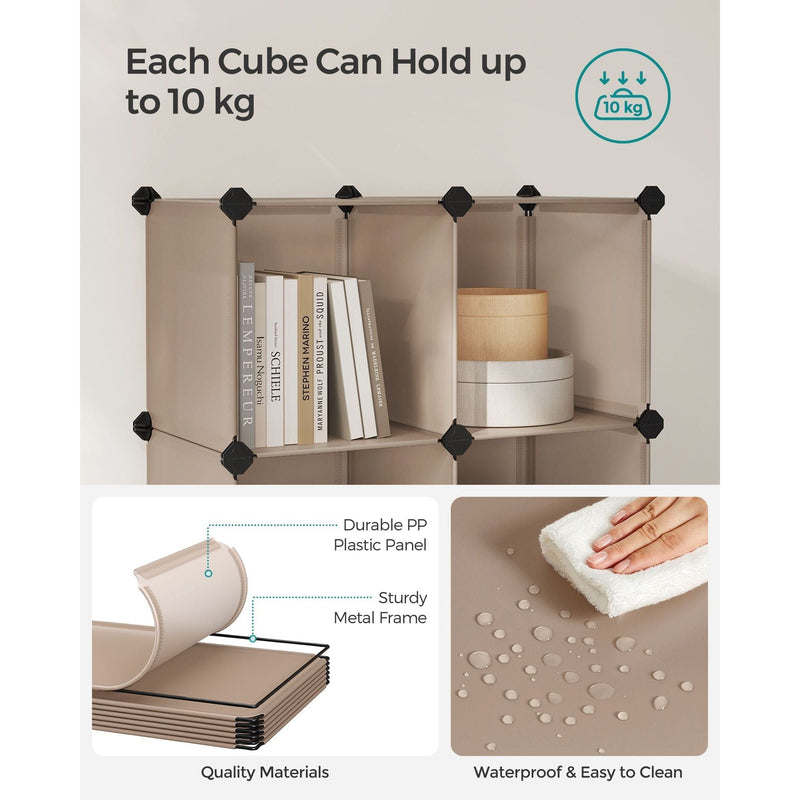 Songmics Plastic Storage Cubes Set of 16, Camel Brown