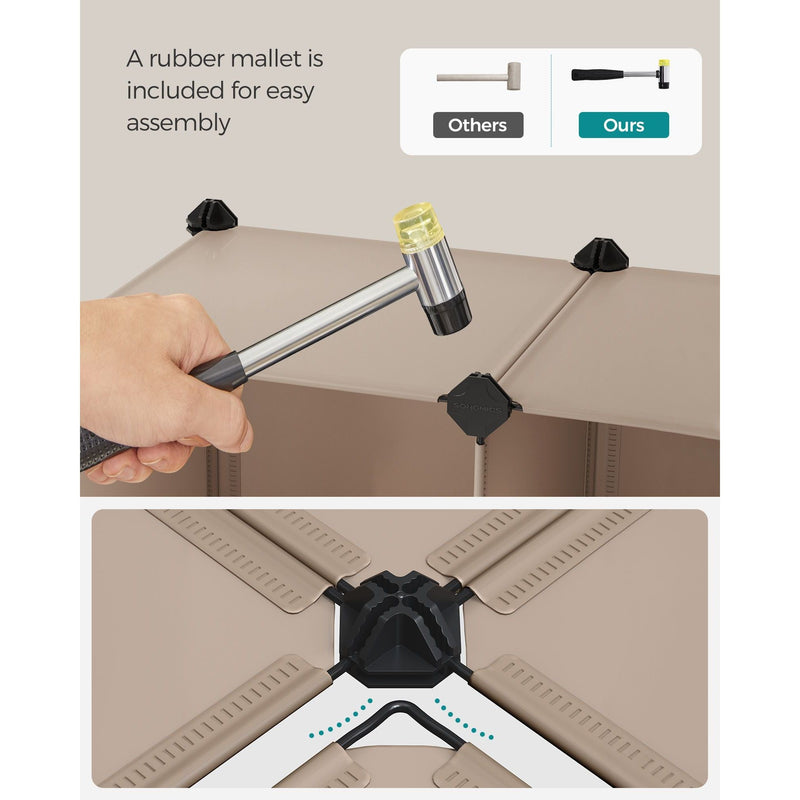 Songmics Plastic Storage Cubes Set of 16, Camel Brown