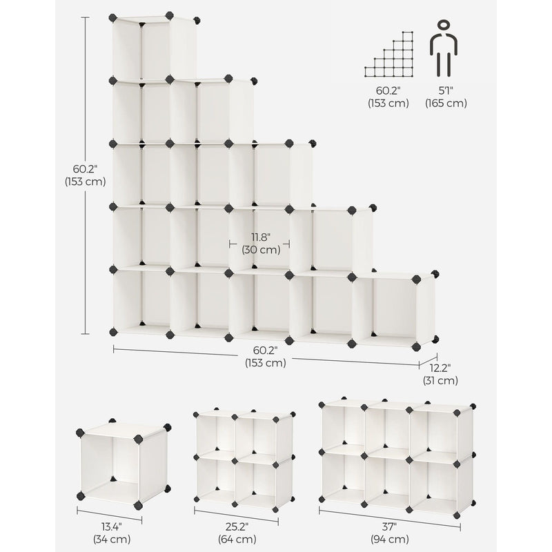 Songmics Plastic Storage Cubes, Cream/White (Set of 16)