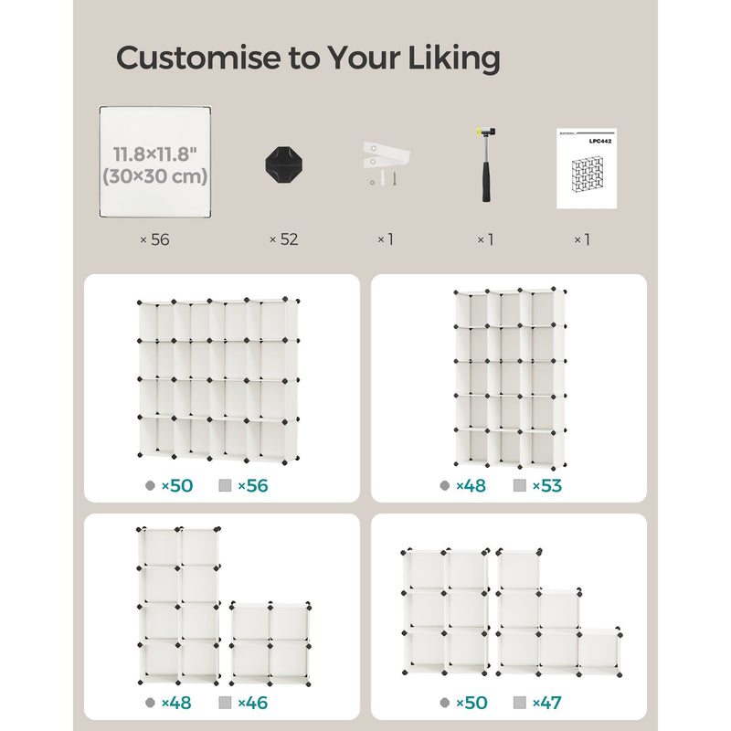 Songmics Plastic Storage Cubes, Cream/White (Set of 16)