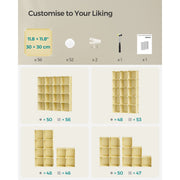 Plastic Storage Cubes Set of 16, Goose Yellow Songmics