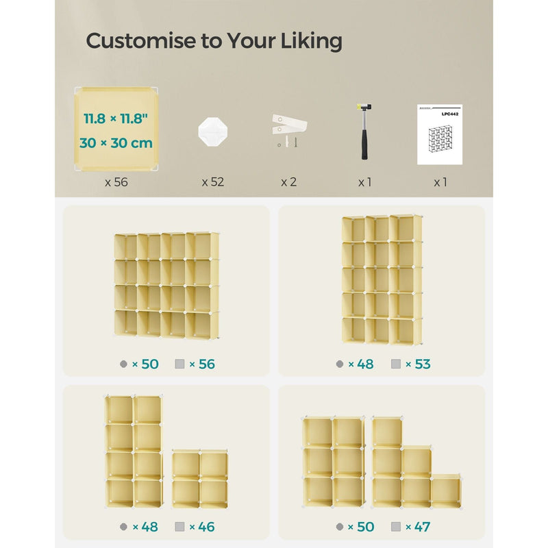 Plastic Storage Cubes Set of 16, Goose Yellow Songmics
