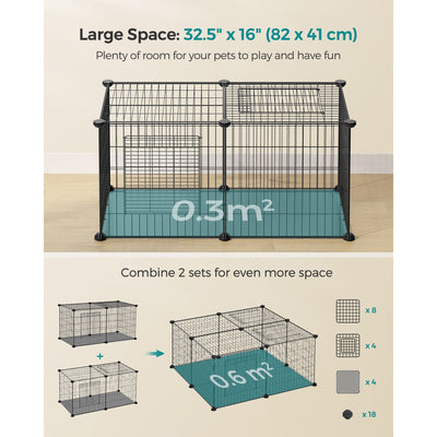 Small Animal Cage, 82 x 41 x 41cm, Black Songmics