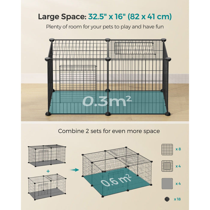 Small Animal Cage, 82 x 41 x 41cm, Black