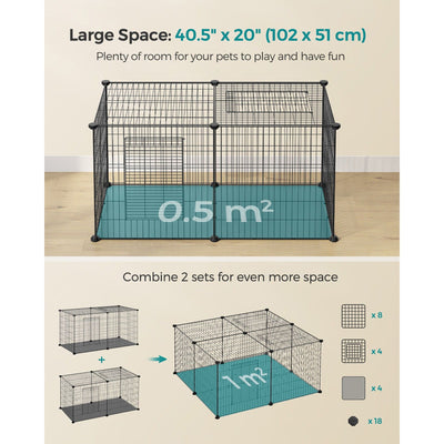 Small Animal Cage, 102x51x51cm, Black Songmics
