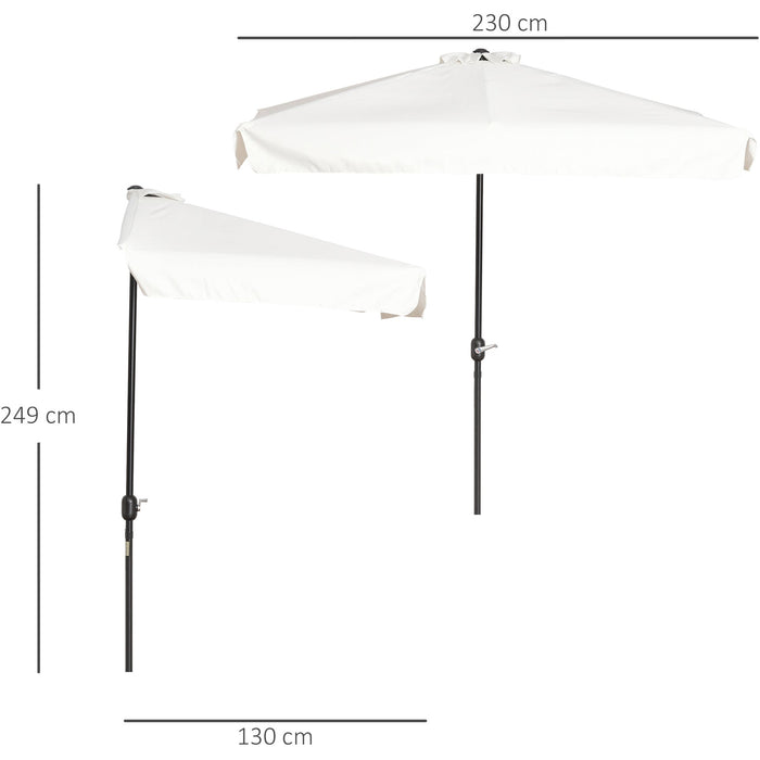 2.3m Half Parasol With Crank Handle, Cream White