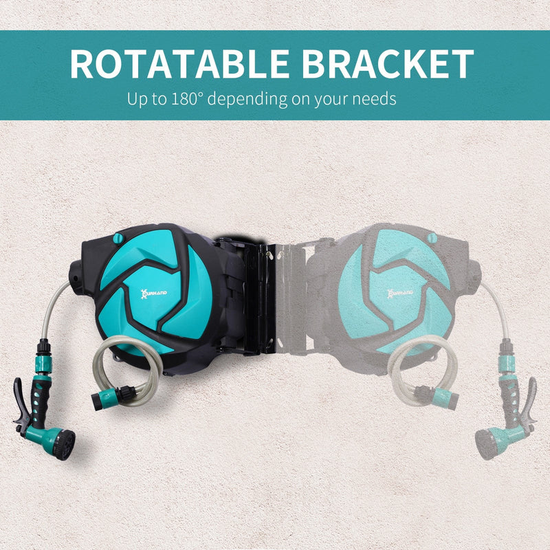 Automatic Garden Hose Reel, Wall Mounted, 7 Patterns Nozzle