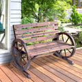 Wagon Wheel Garden Bench Outsunny
