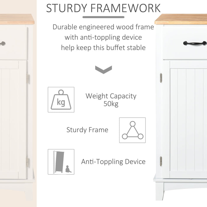 Modern Kitchen Cupboard, 2 Drawers, White