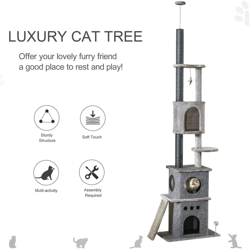 Cat Climbing Tree, Light Grey