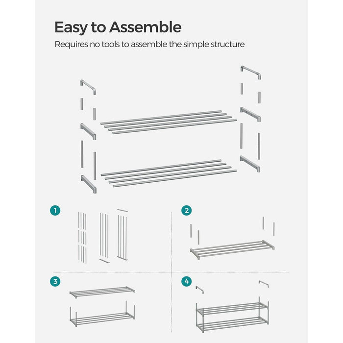 Shoe Rack 2 Tier Grey Metal