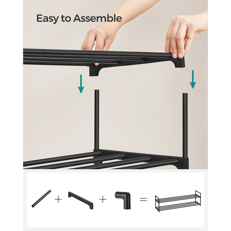 Shoe Rack 2 Tier Black Metal by Songmics