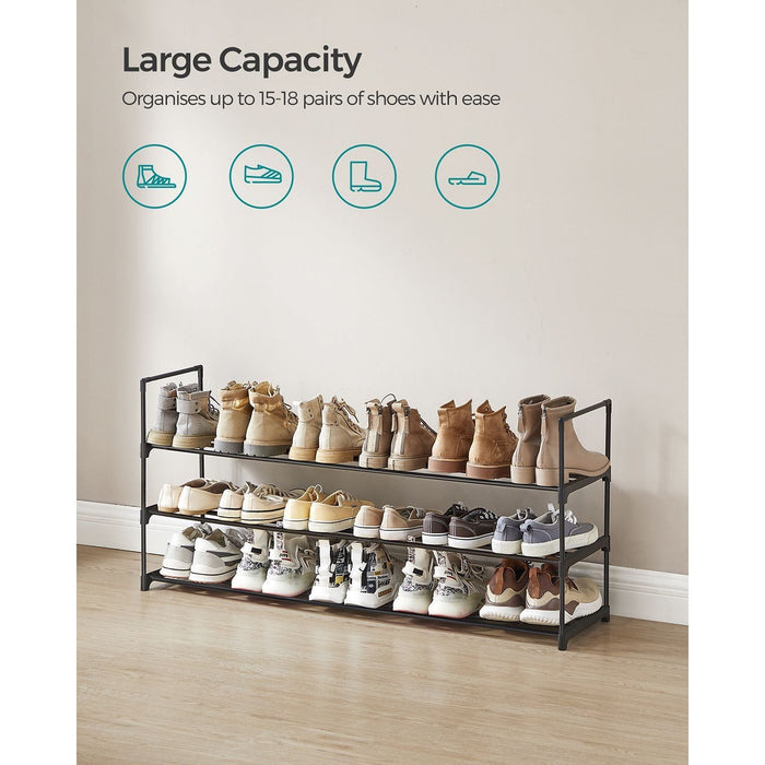 Shoe Rack 3 Tier, Black Metal