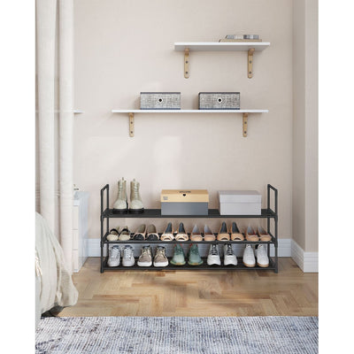 Shoe Rack 3 Tier, Black Metal Songmics