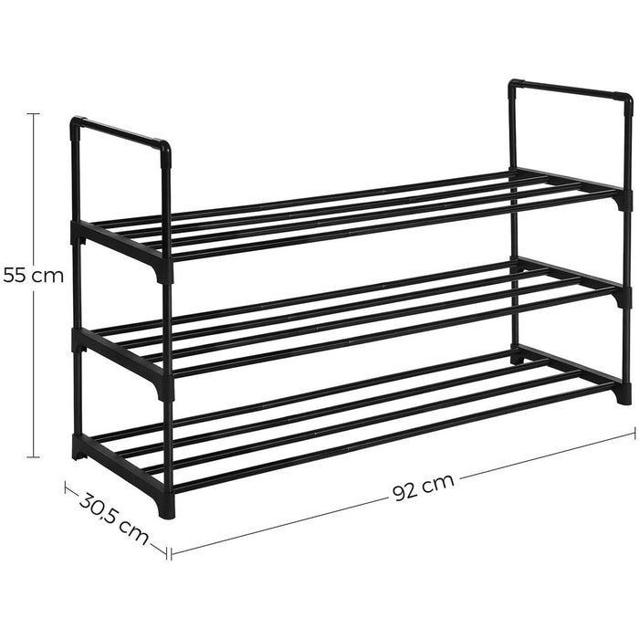 Black Metal Shoe Rack 3 Tier