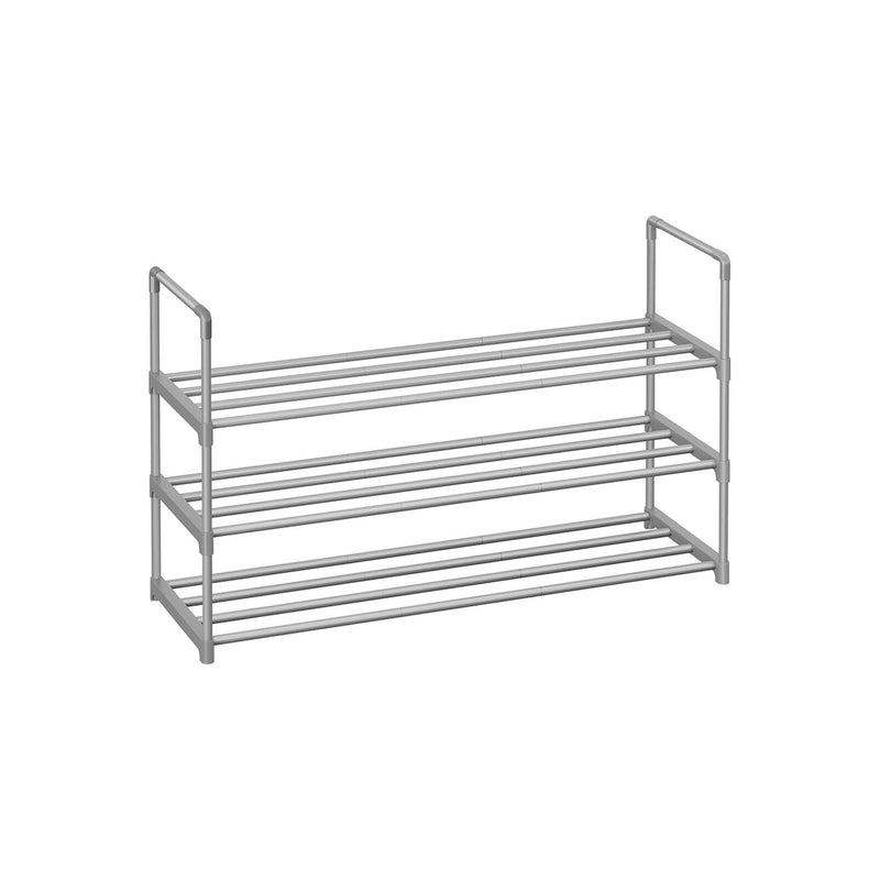 Shoe Rack 3 Tier, Grey Metal