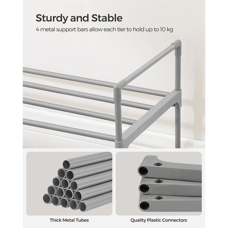 Shoe Rack 3 Tier, Grey Metal