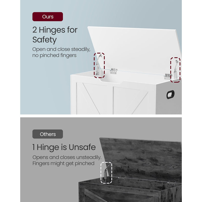 Vasagle Wooden Storage Bench Box With Lid, 40x80x46cm