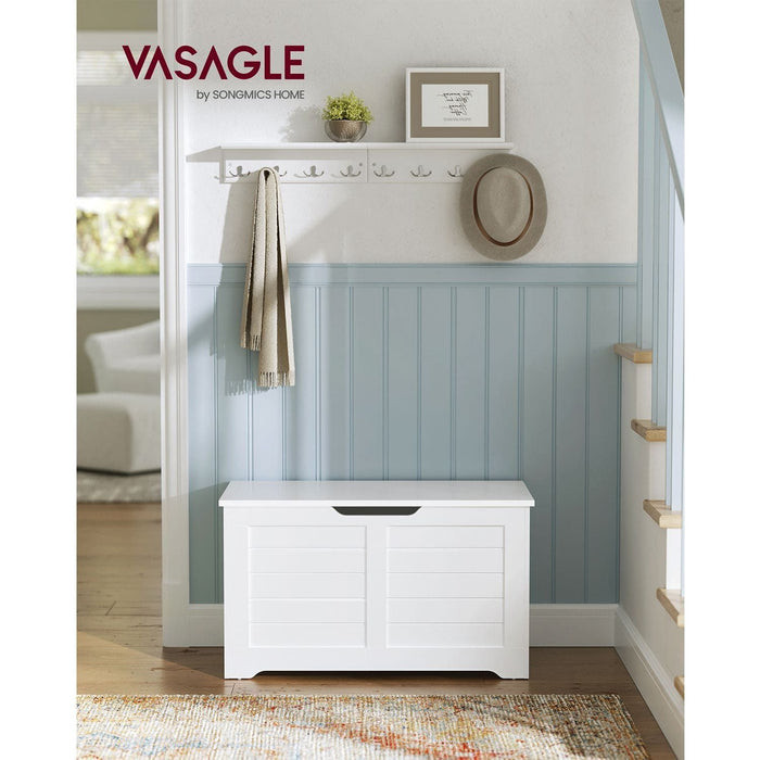 Vasagle White Wooden Storage Bench Box With Lid