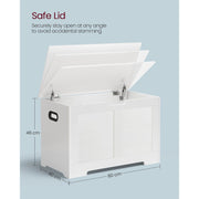 Vasagle White Wooden Storage Bench Box With Lid
