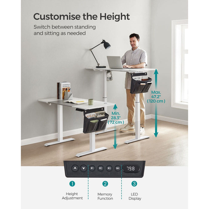 Electric Standing Desk White Grey