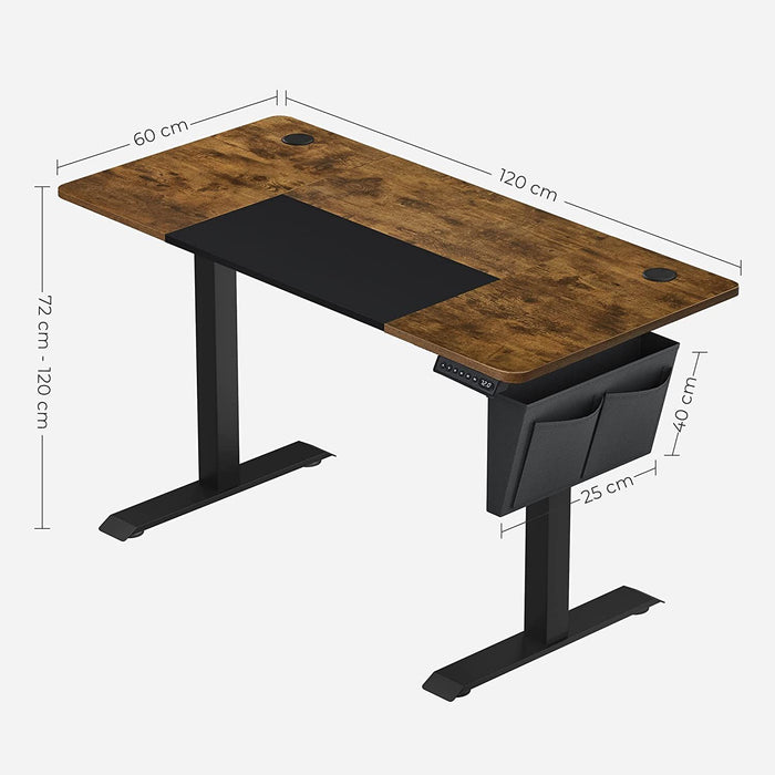 Electric Height Adjustable Desk, Rustic Brown, 120cm